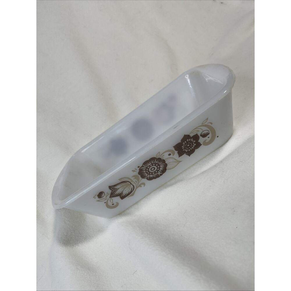 Vintage Glasbake Milk Glass Loaf Pan Floral Pattern J522-Loaf Made In USA